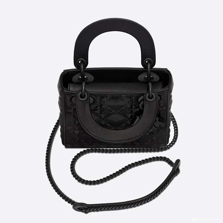 Cheap Black Cannage Dior Diamond Motif Mini Ultramatte Lady Bag with Calfskin 0731 Luxury